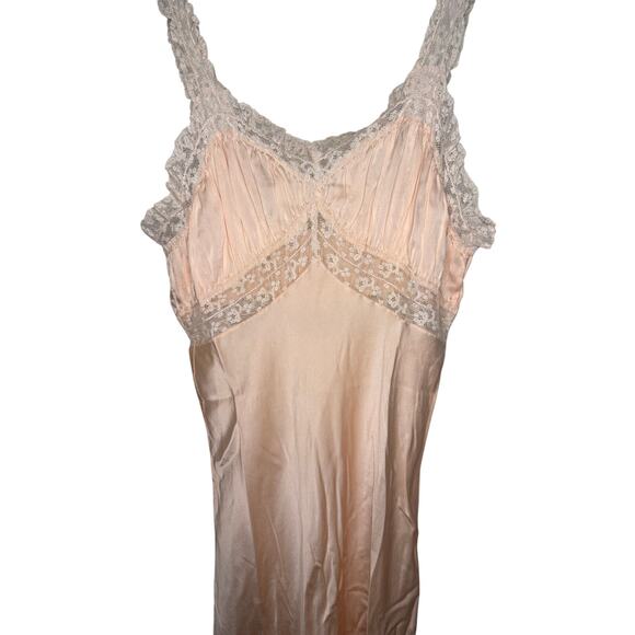 Vintage Fischer Pure Silk Lace Nightgown Slip Dress Sz S/M? Peach Pink Lingerie - Picture 2 of 7
